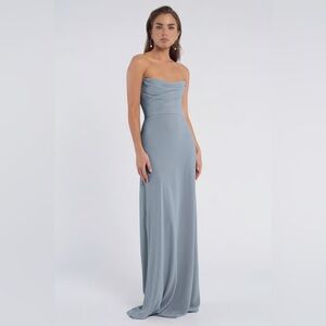 Jenny Yoo Liv Bridesmaid Strapless Dress in Chambray- Size 6
